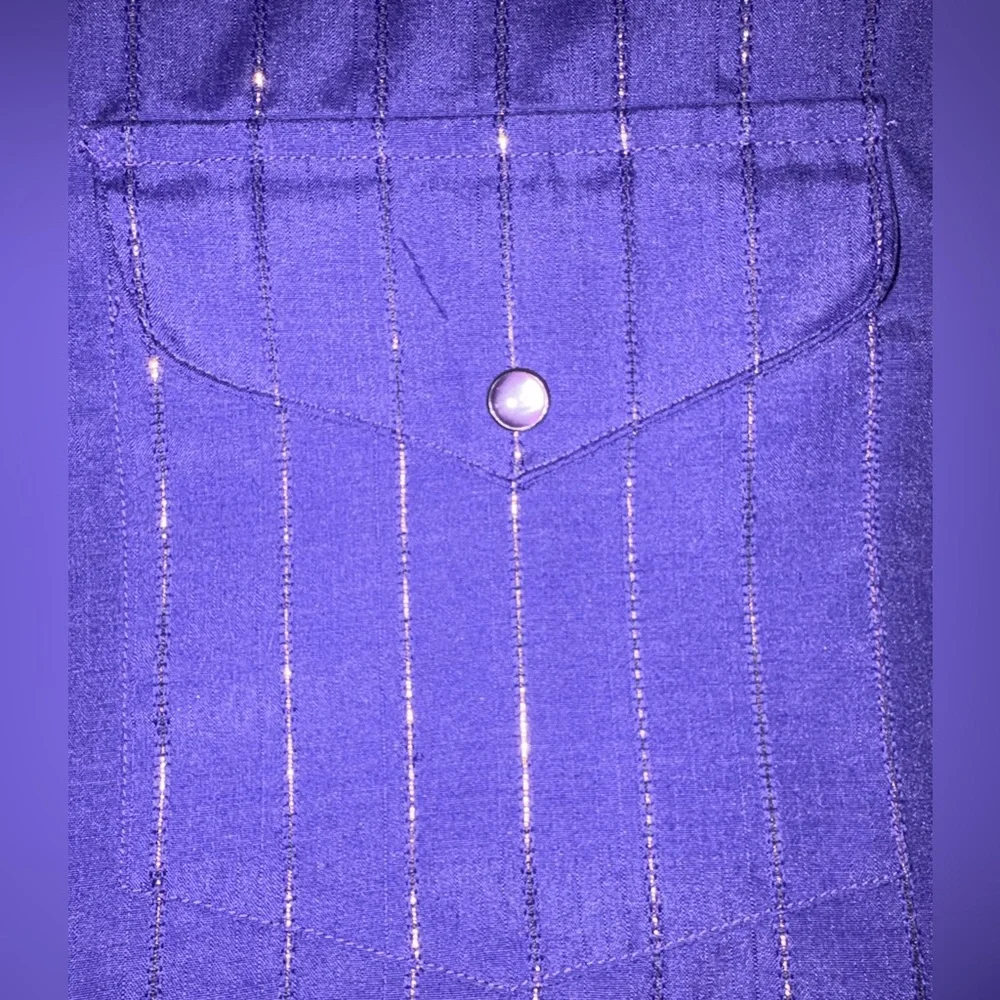 Vintage Panhandle Slim Western Shirt Purple Stripe Pearl Snap Size 15 - Picture 3 of 5